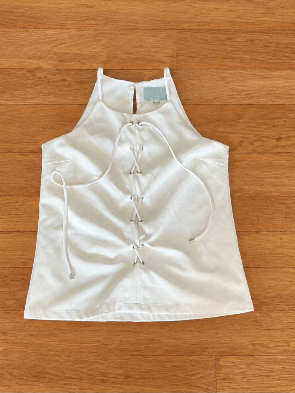 NWT Ivory Lace Up Halter Tank XS
